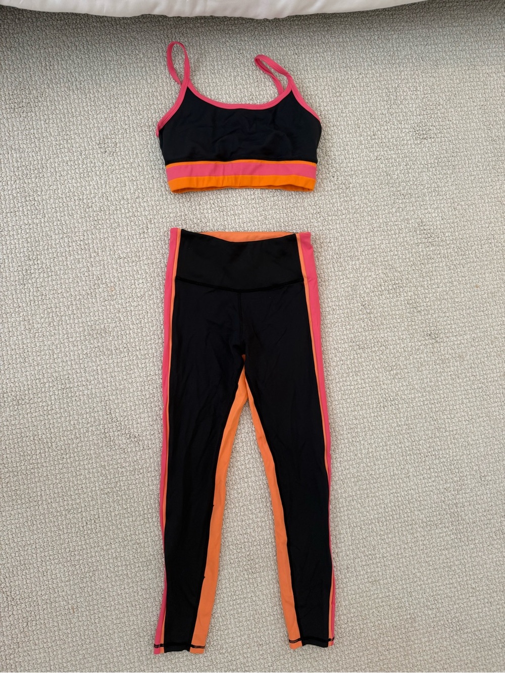 IVL Black Athletic Set with Pink and Orange Trim